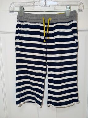 Boden Navy & White Striped Long Shorts with Yellow Drawstring 100% Cotton‎